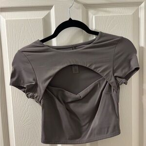 Garage Gray Cutout Crop Tee